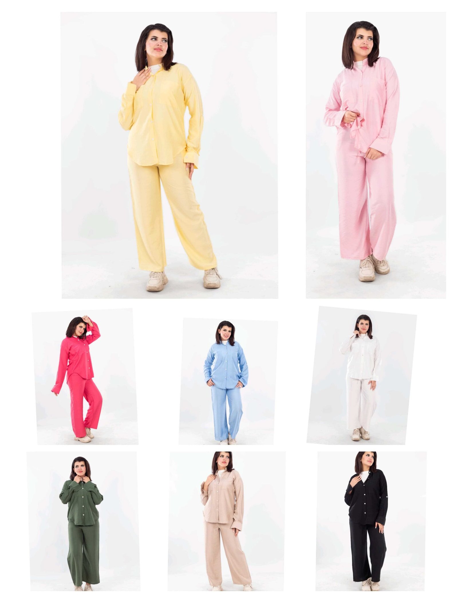 سوت حريمي كتان قطعتين بخامة طبيعية عالية الجودة – Women’s Linen Suit 2 Pieces