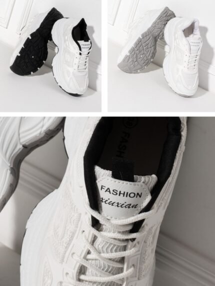 كوتشي حريمي بخامة قماش ورابر – Women’s Sneakers with PVC Sole