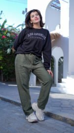 ⁦بنطلون كاردونيه مضلّع حريمي بخامة تقيلة وألوان تريندي⁩ - الصورة ⁦11⁩