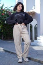 ⁦بنطلون كاردونيه مضلّع حريمي بخامة تقيلة وألوان تريندي⁩ - الصورة ⁦13⁩