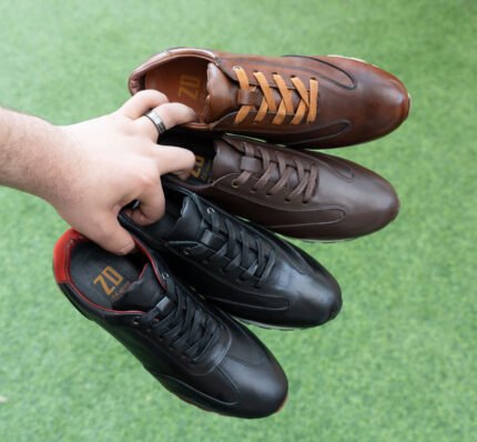 كوتشي رجالي جلد طبيعي ببطانة جلد وفرش طبي ونعل TR من مرامش