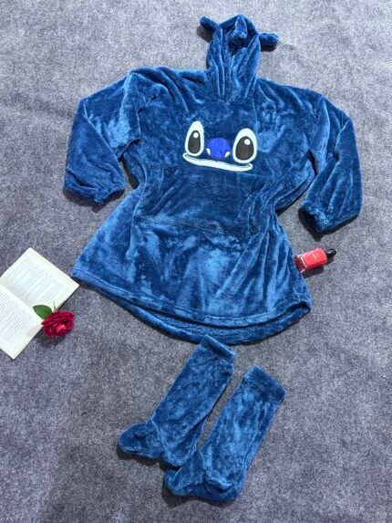 بلانكيت Stitch فرو بولار تقيل وجهين – يونيسكس فري سايز من مرامش