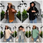 شميز جوخ حريمي بخامة ليكرا مستورد مريح، تصميم شتوي شيك وألوان متعددة – Women’s Wool-Lycra Shirt