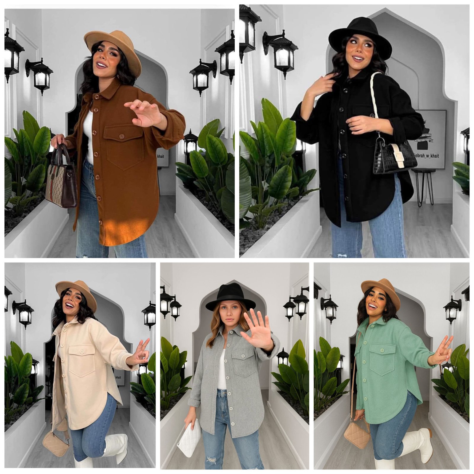 created by photogrid شميز جوخ حريمي بخامة ليكرا مستورد مريح، تصميم شتوي شيك وألوان متعددة – Women’s Wool-Lycra Shirt