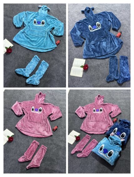 بلانكيت Stitch فرو بولار تقيل وجهين – يونيسكس فري سايز من مرامش