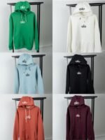 هودي ALO قطن 100% – أسود ALO Premium Cotton Hoodie – White هودي ALO كشمير – مرامش هودي ALO أخضر – Unisex Hooded Sweatshirt ALO – Baby Blue