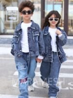 ⁦سوت جينز بناتي 3 قطع بطباعة عصرية⁩ - الصورة ⁦7⁩