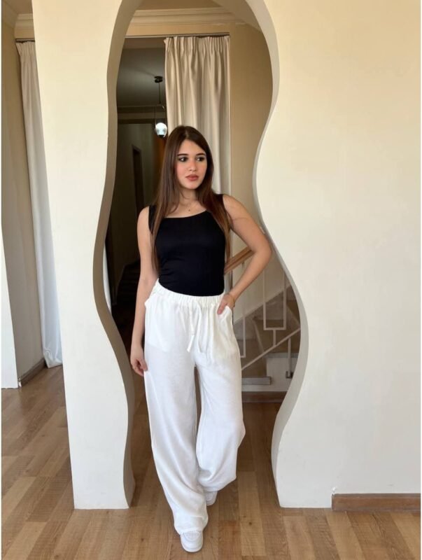 بنطلون كتان حريمي تريندي خامة كتان إسباني